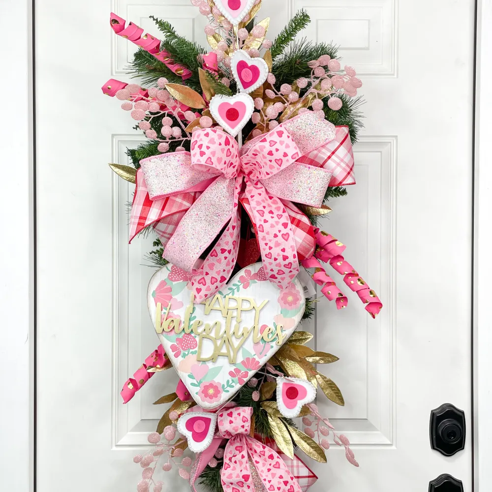 Craig Bachman Pearl Trim Felt Heart Spray 24.5"