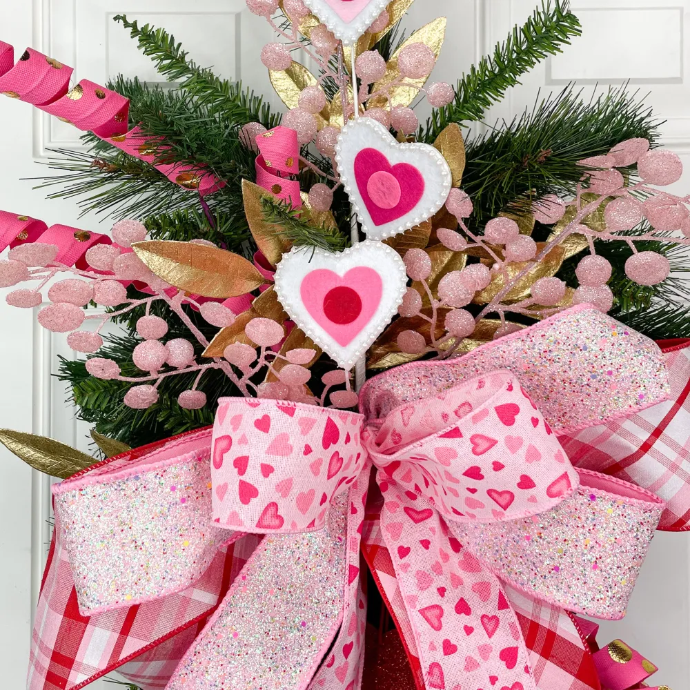 Craig Bachman Pearl Trim Felt Heart Spray 24.5"