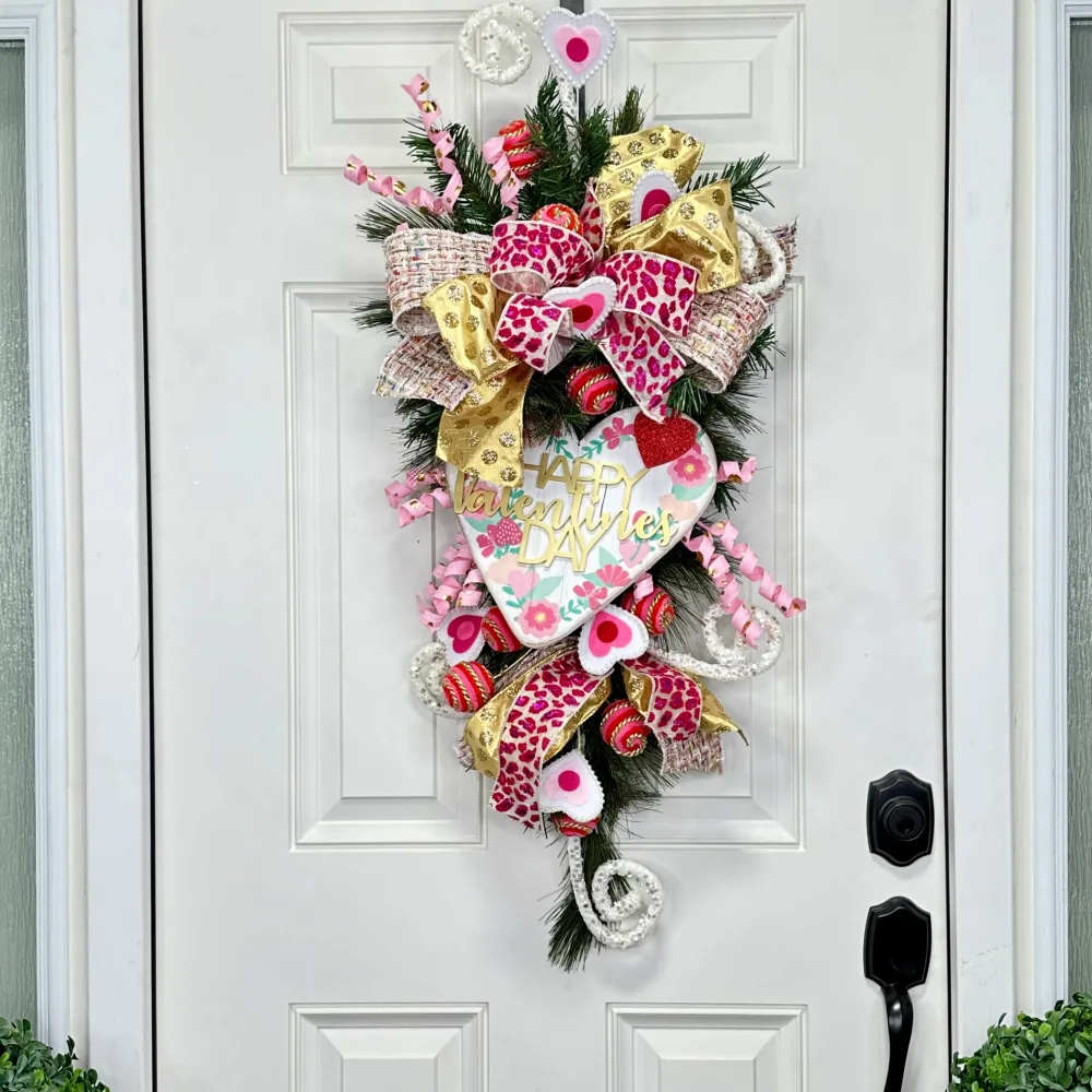 Craig Bachman Pearl Trim Felt Heart Spray 24.5"