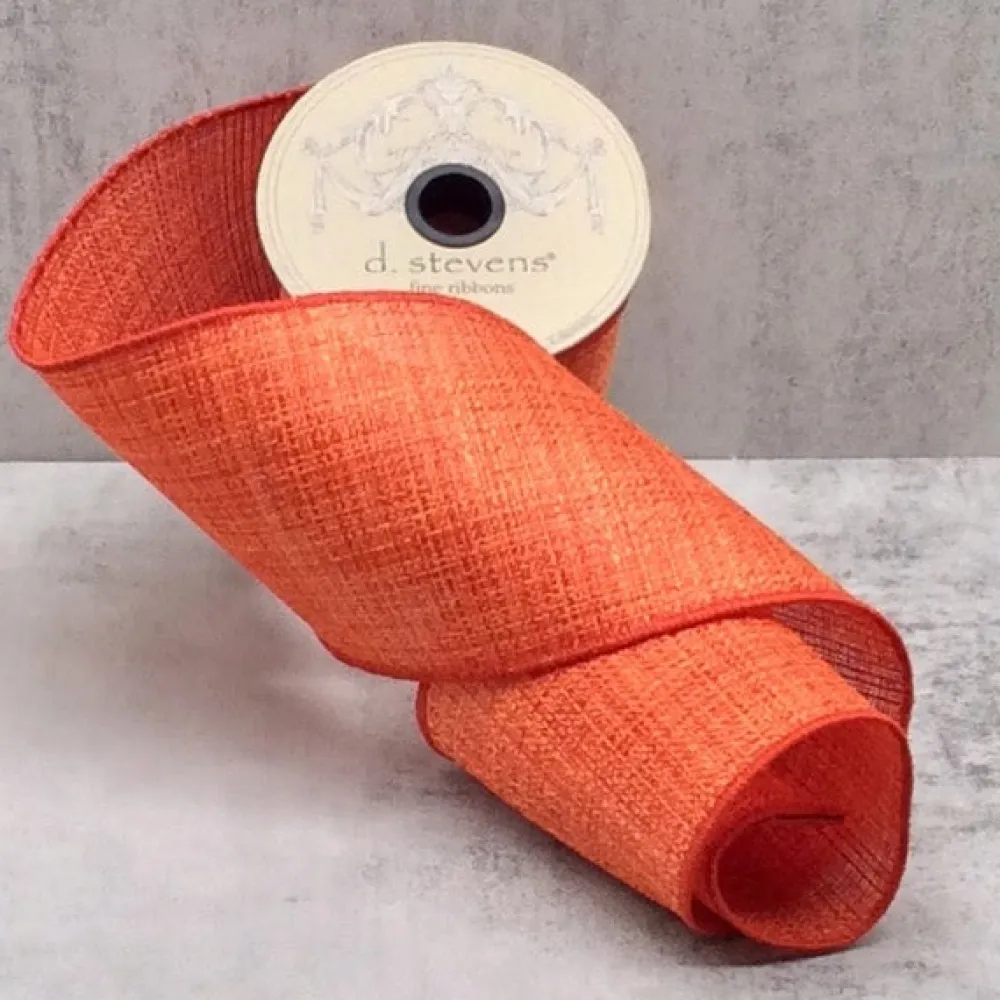 D. Stevens Persimmon Linen Ribbon, 4" X 10YD