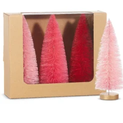 RAZ Pink Bottle Brush Tree Set