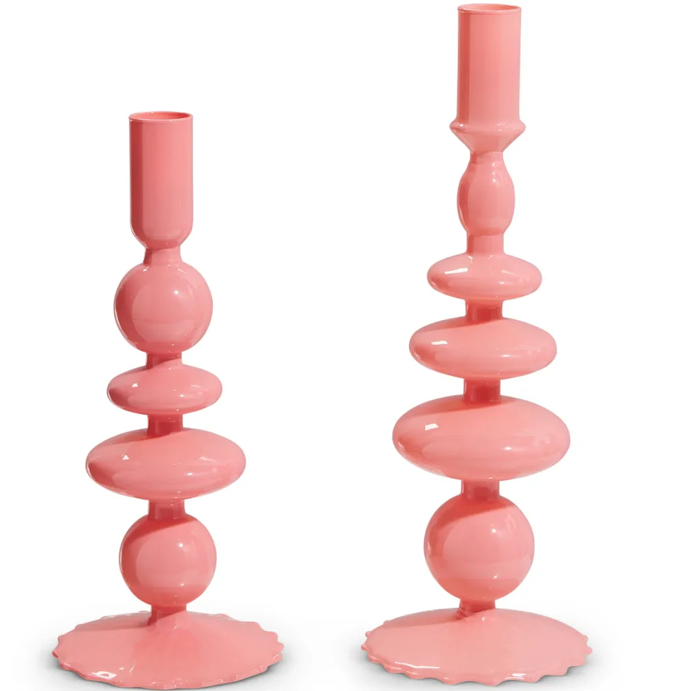 RAZ Pink Candle Sticks Set