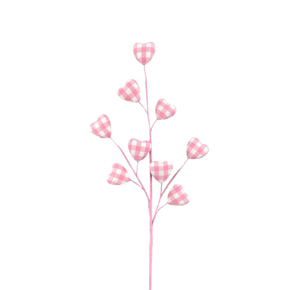 Liberty Floral Pink Gingham Heart Spray