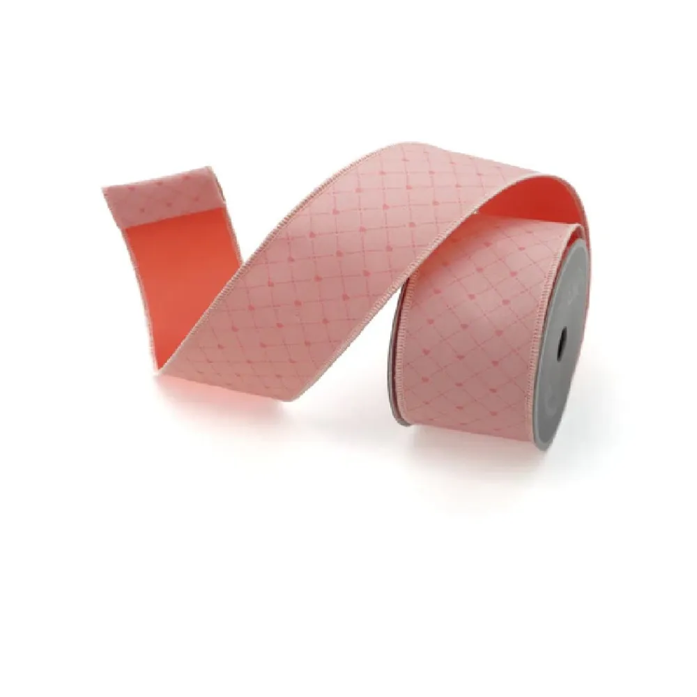 Farrisilk Pink Lattice Ribbon, 2.5" X 10YD