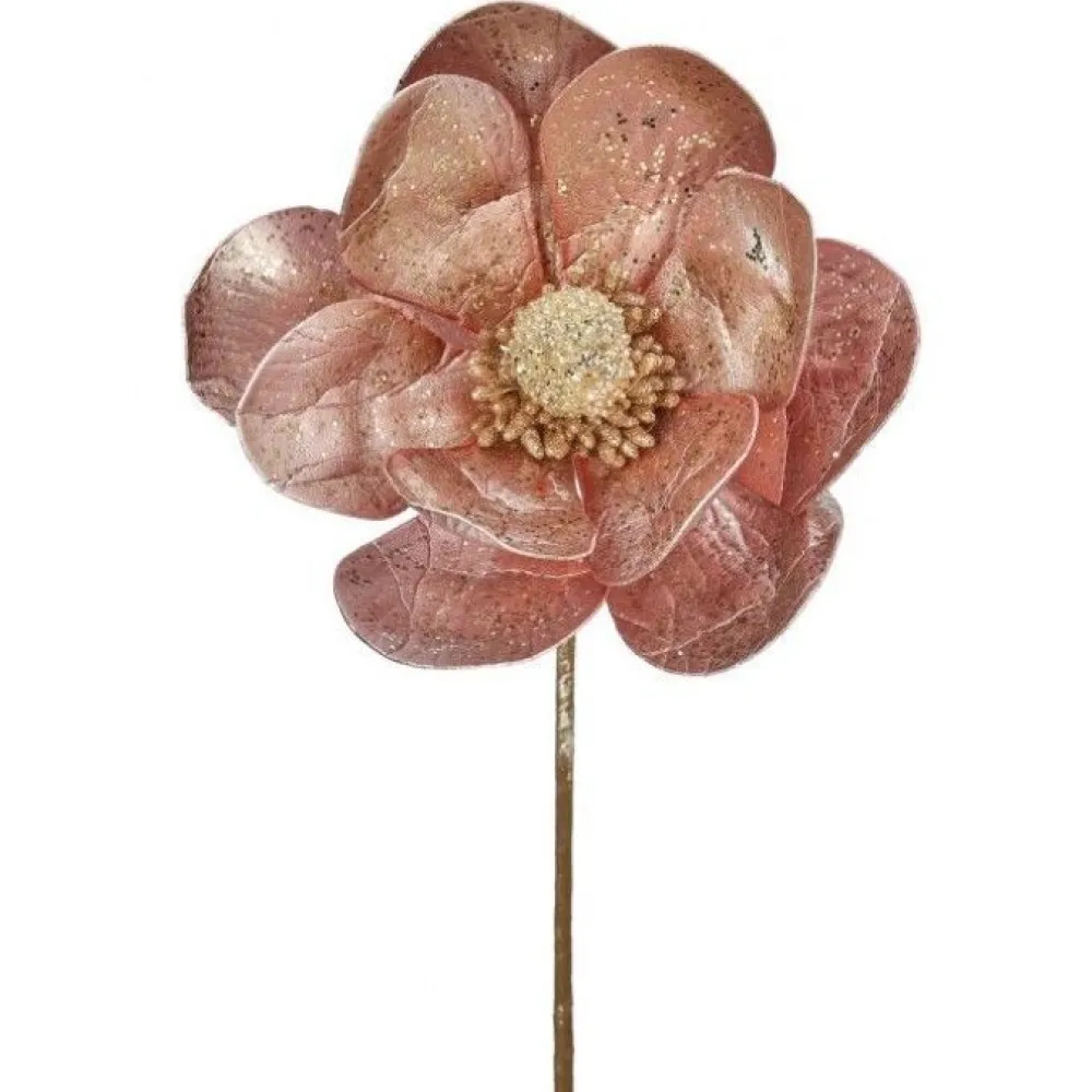Regency Pink Metallic Magnolia Stem, 24"