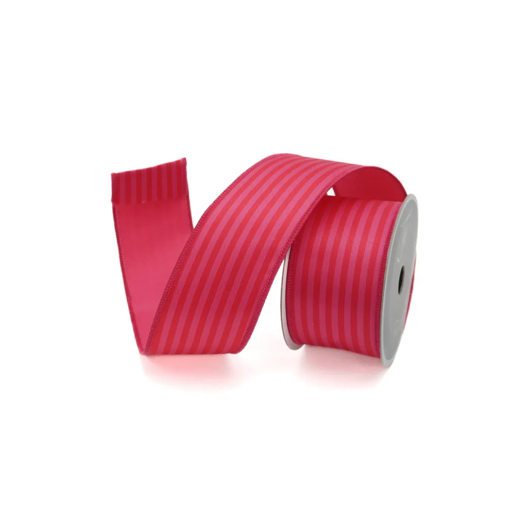 Farrisilk Pink Monochrome Stripes Ribbon, 2.5" X 10YD
