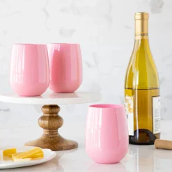 Hester & Cook Pink Stemless Wine Glass