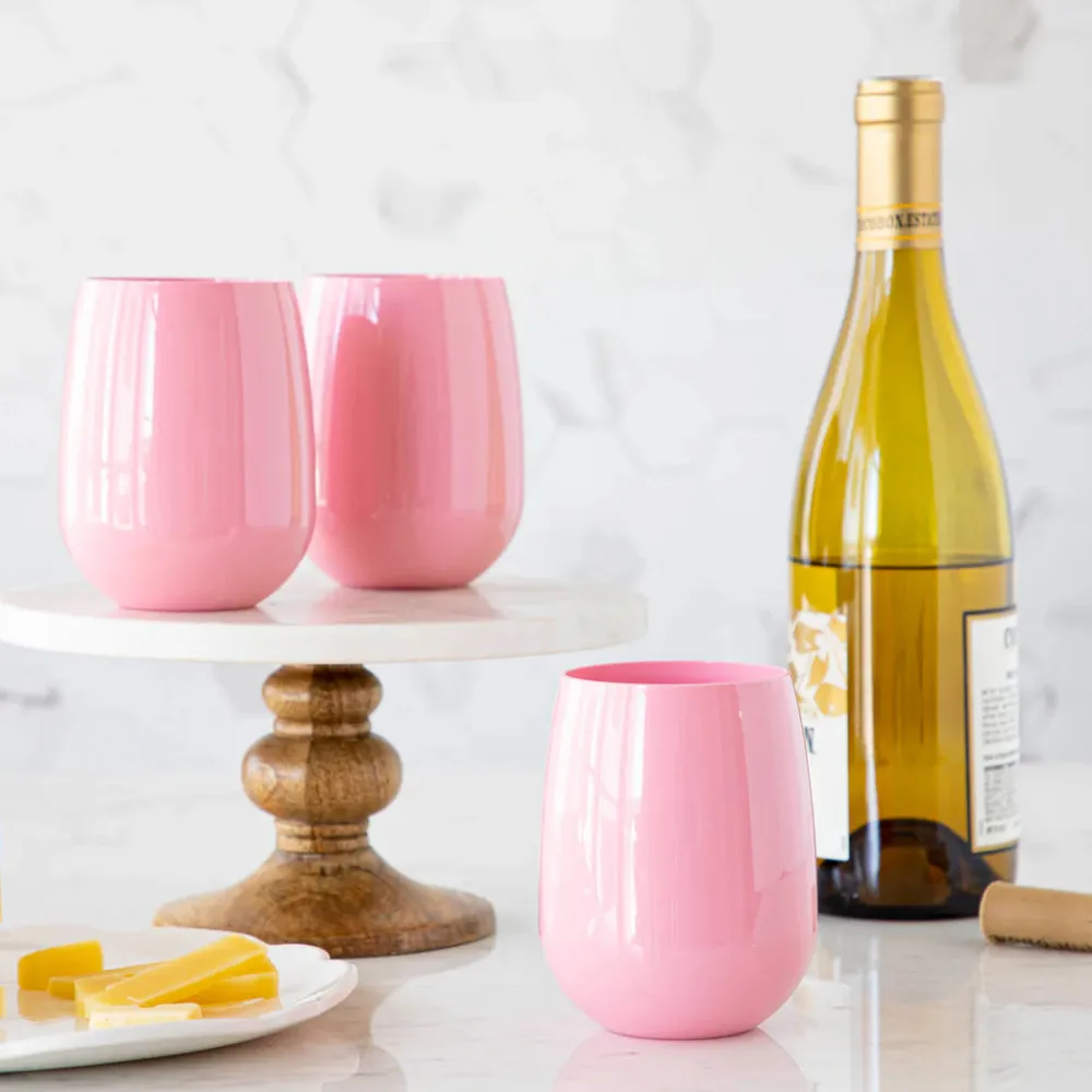 Hester & Cook Pink Stemless Wine Glass