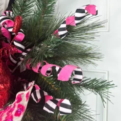 Liberty Floral Pink with Black and White 2-Sided Frizzy Curly Pick