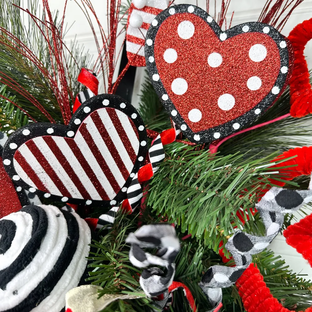 Liberty Floral Polkadot Stripe Heart Spray