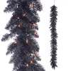 RAZ Pre-Lit Black Tinsel Garland, 6'