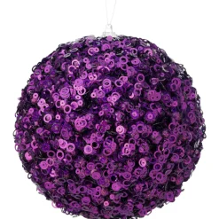 Regency Purple Glamour Sequin Ball Ornament, 4.5"
