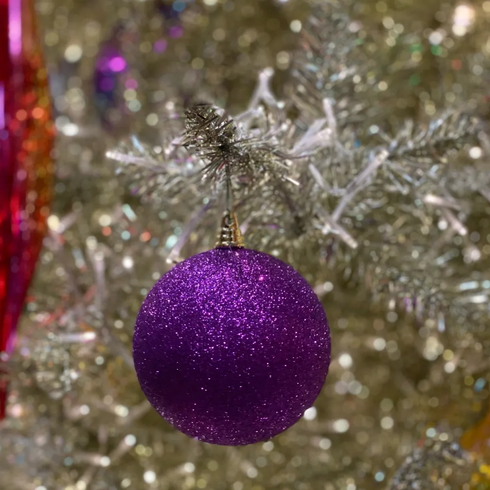 Farrisilk Purple Glitter Ball Ornament, 8"