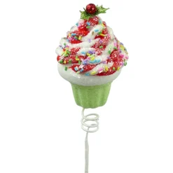 Liberty Floral Red and Green Chenille Cupcake Pick