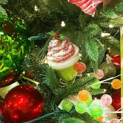 Liberty Floral Red and Green Chenille Cupcake Pick