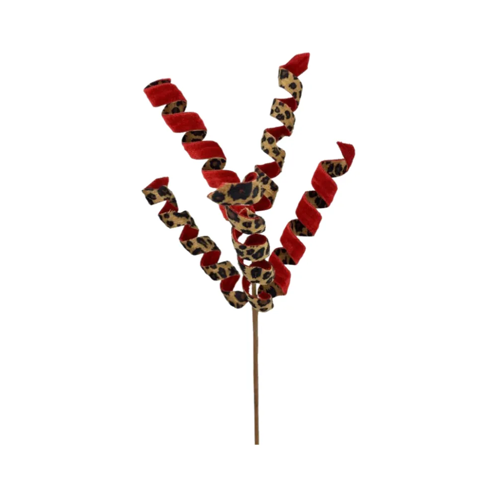 Liberty Floral Red and Leopard Frizzy Curly Pick