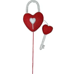 Liberty Floral Red Bling Heart Lock & Key Spray