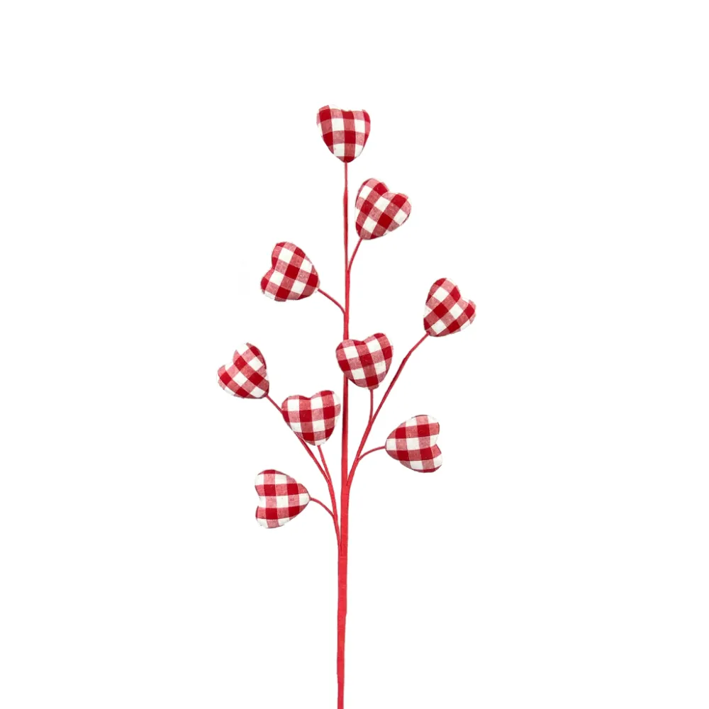 Liberty Floral Red Gingham Heart Spray