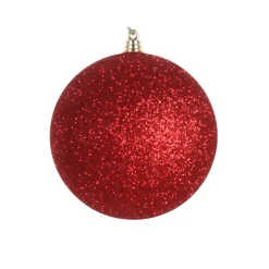 Farrisilk Red Glitter Ball Ornament, 4"
