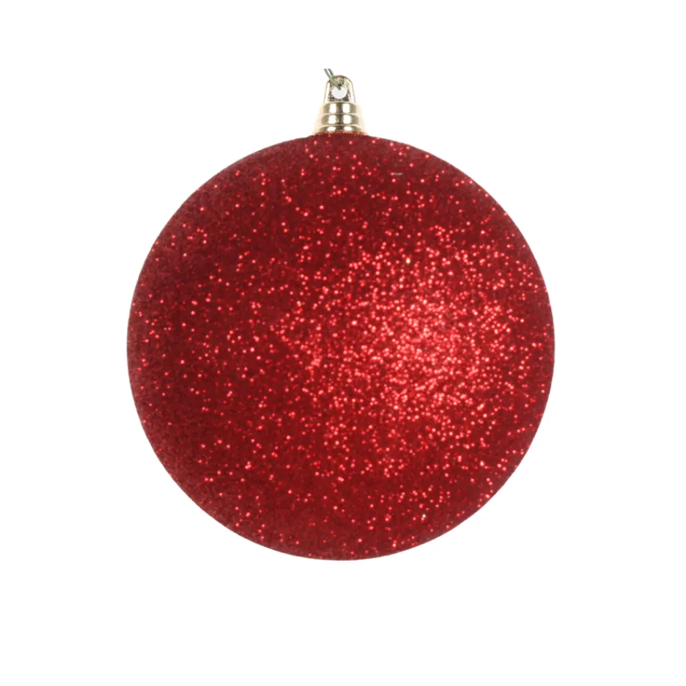 Farrisilk Red Glitter Ball Ornament, 4"