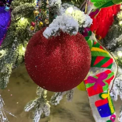 Farrisilk Red Glitter Ball Ornament, 6