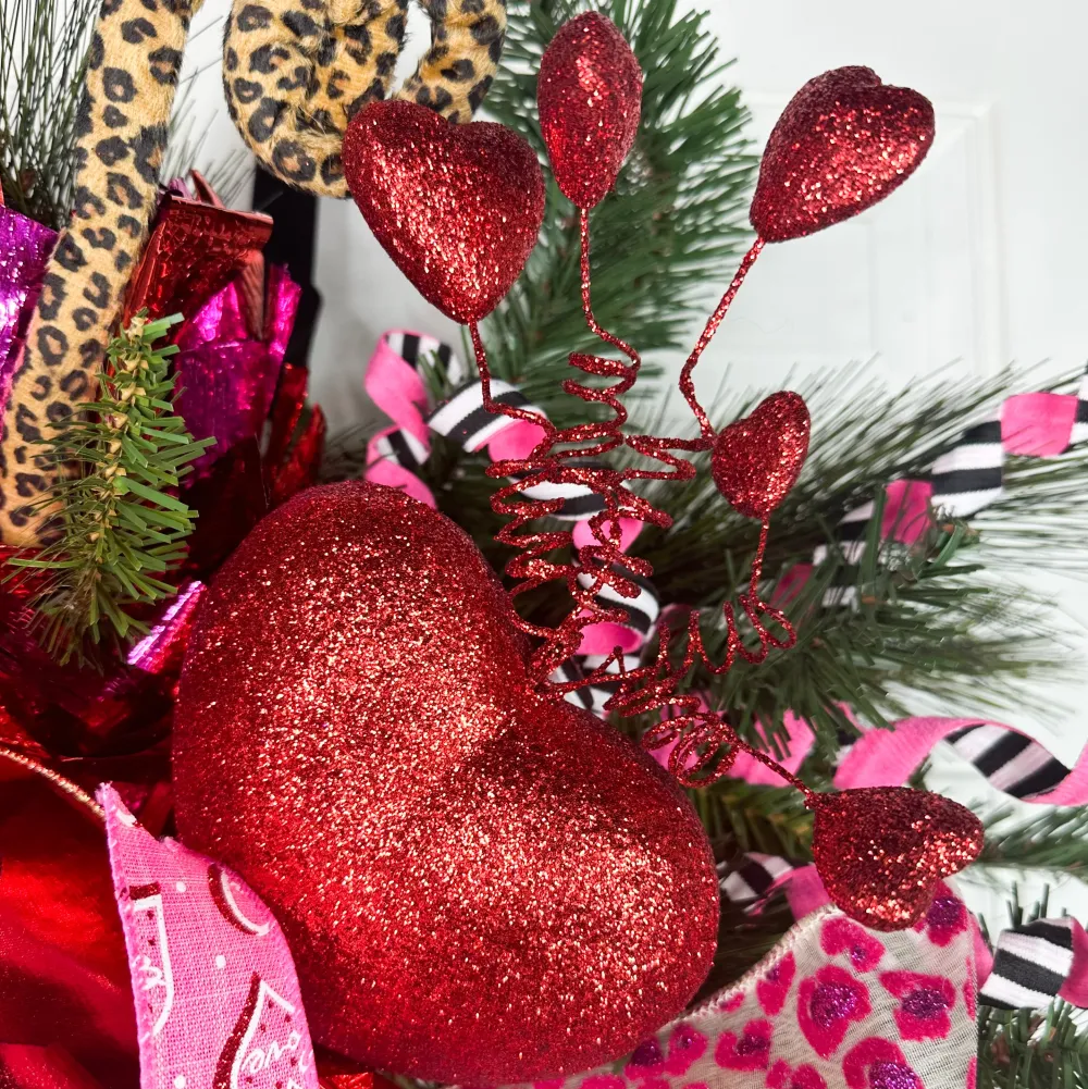Craig Bachman Red Glitter Heart with Springy Hearts HPick, 27.5"