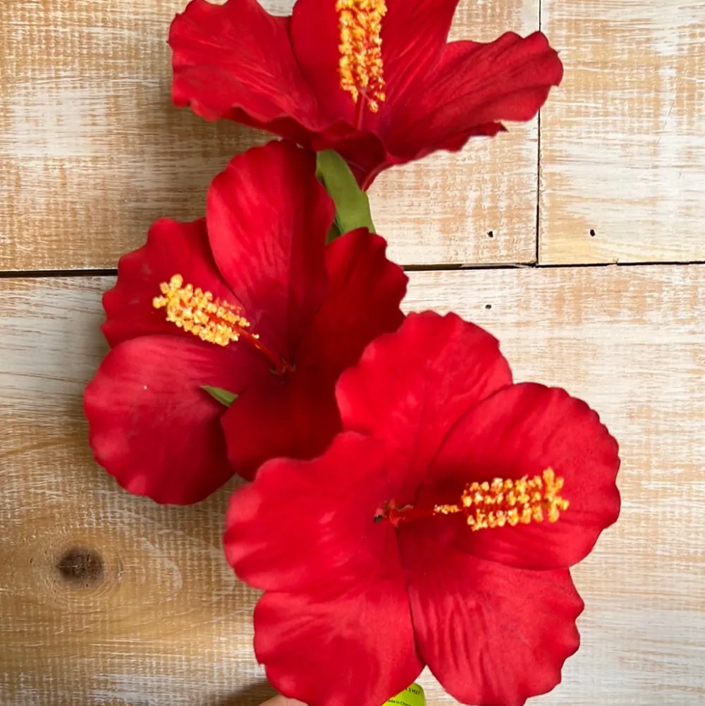 Liberty Floral Red Hibiscus Spray, 27"