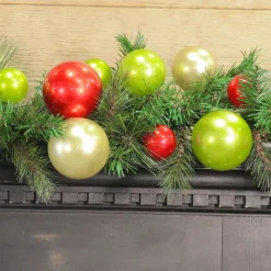 Farrisilk Red, Lime, and Gold Ball Garland, 10'