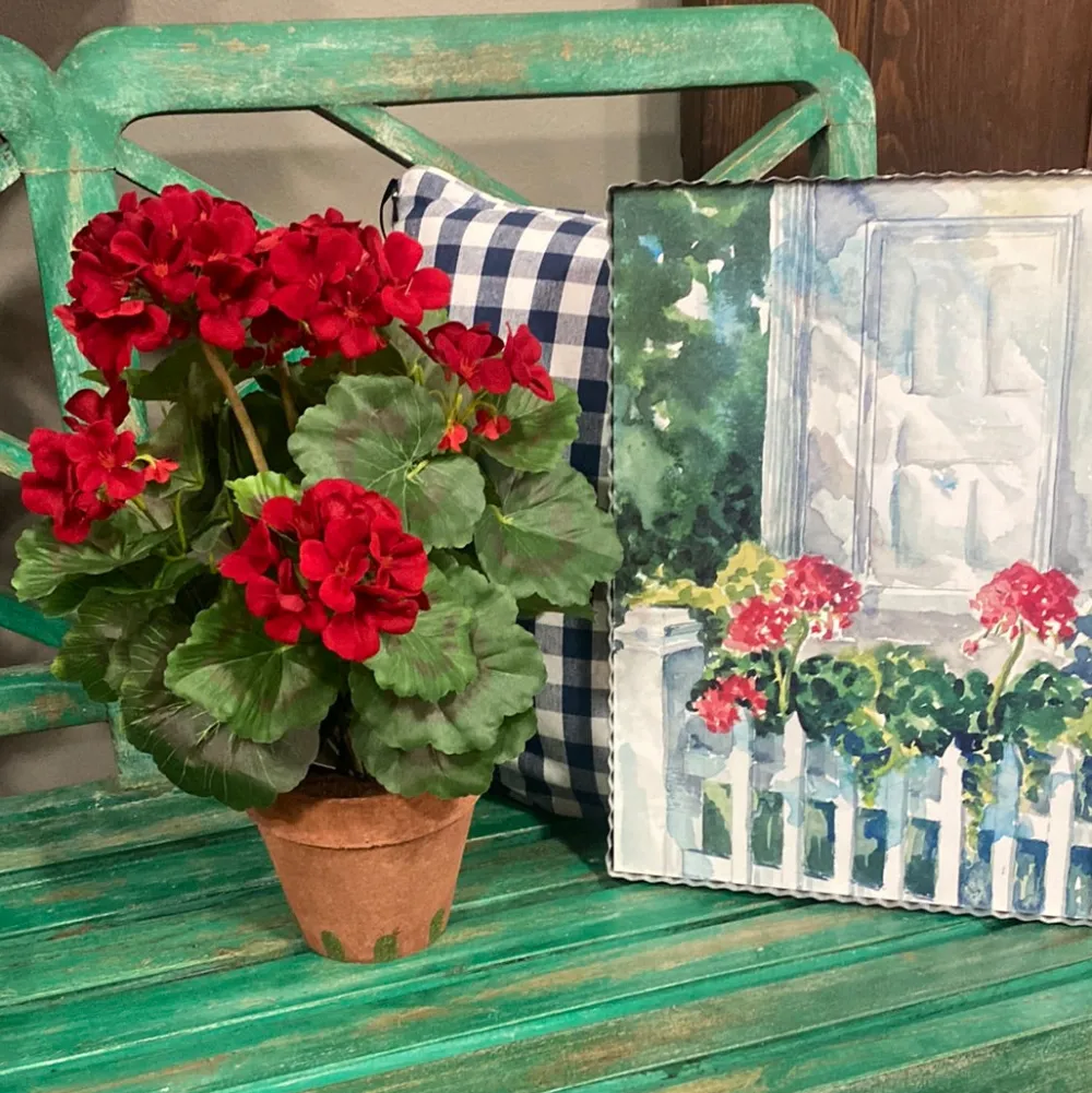 RAZ Red Potted Geranium