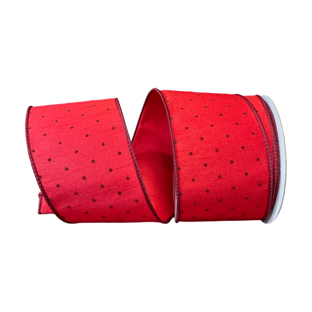 Park Hill Red Swiss Dot Ribbon, 4" X 10YD
