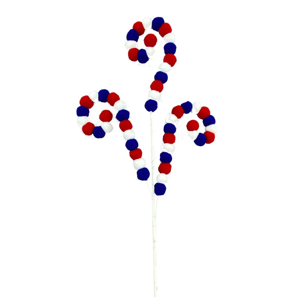 Liberty Floral Red, White, and Blue Felt Ball Curly Spray