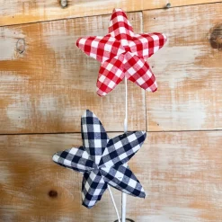 Liberty Floral Red, White, and Blue Gingham Star Spray