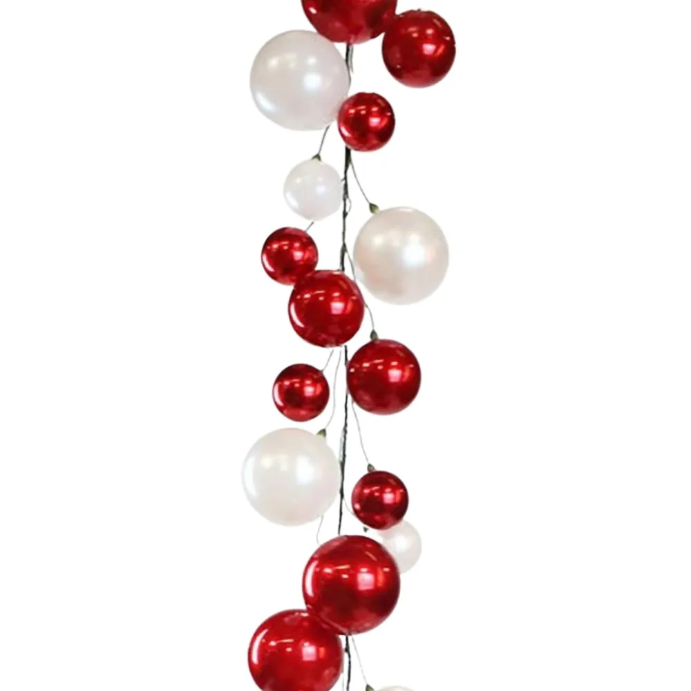 Farrisilk Red & White Candy Apple Finish Ball Garland, 10'