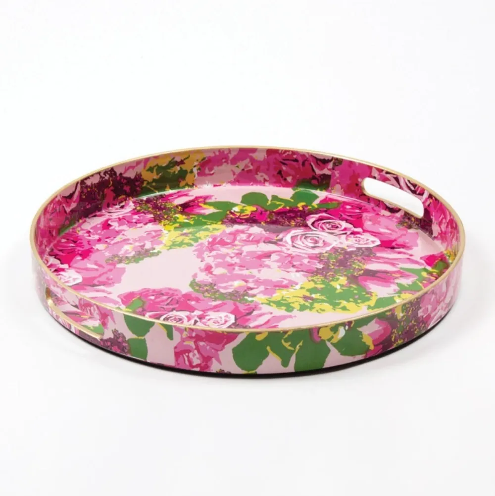 8 Oak Lane Rose Garden Round Tray