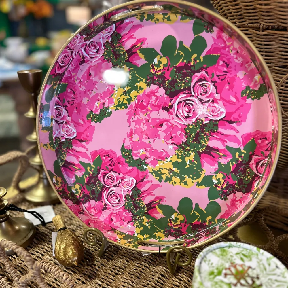 8 Oak Lane Rose Garden Round Tray