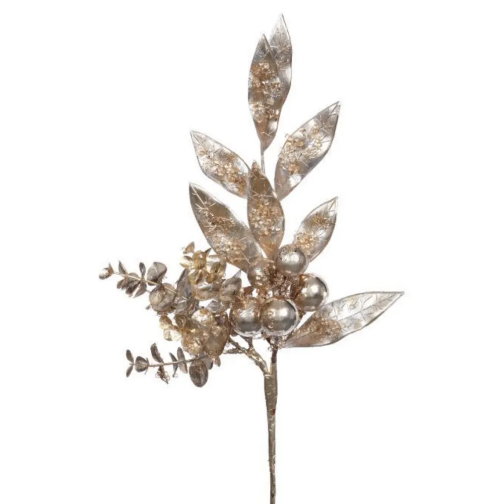 Mark Roberts Rose Gold Glittered Leaf Spray, 16"