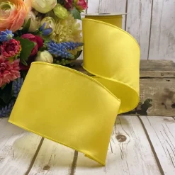 D. Stevens Sateen Two-Tone Yellow Ribbon, 4” X 10YD
