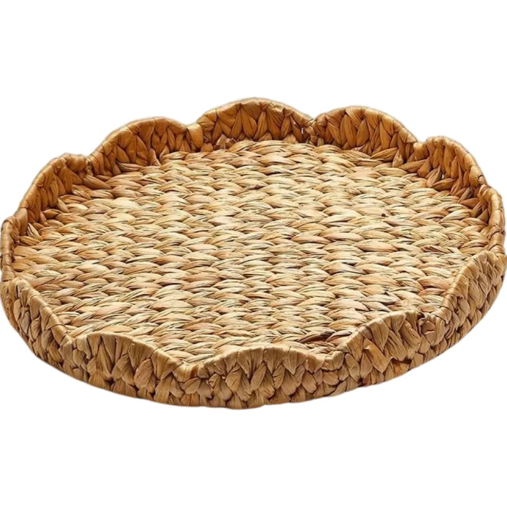 Two's Company Scalloped Edge Round Tray