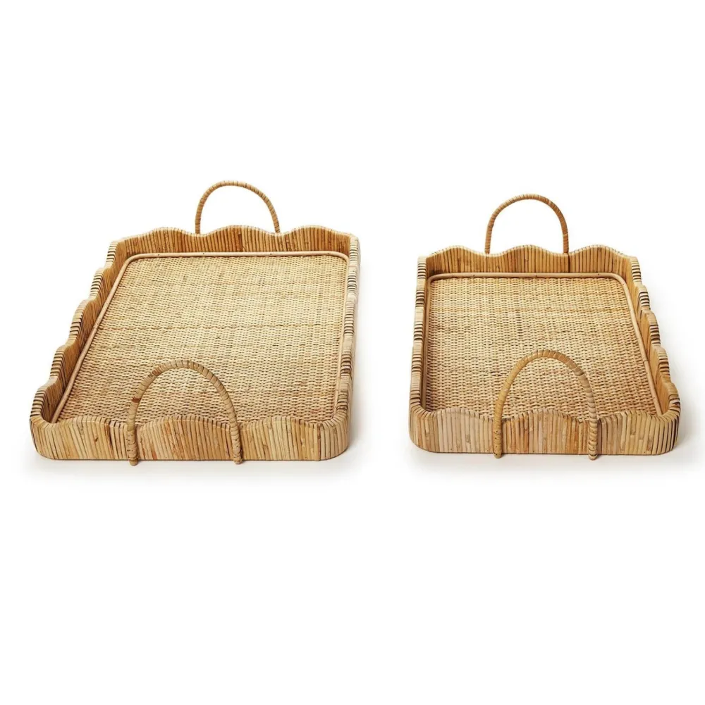 Two's Company Scalloped Edge Tray with Handles