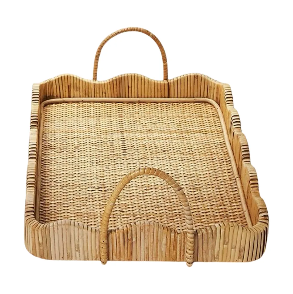 Two's Company Scalloped Edge Tray with Handles