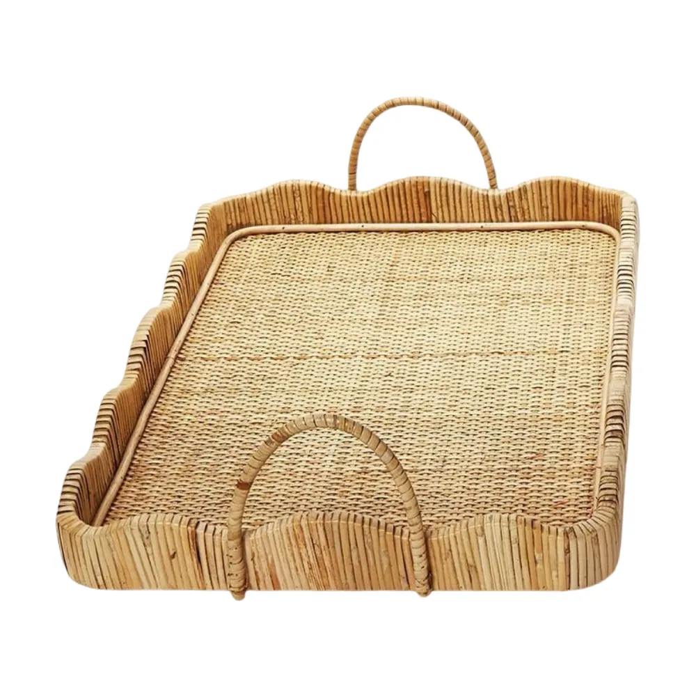 Two's Company Scalloped Edge Tray with Handles