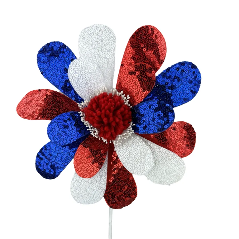 Liberty Floral Sequin Patriotic Daisy Spray