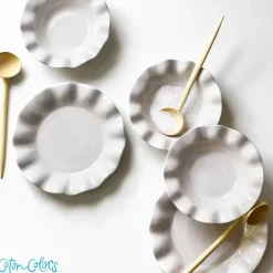 Coton Colors Signature White Ruffle Dipping Bowl by
