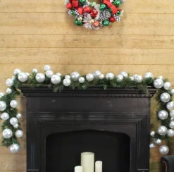 Farrisilk Silver Ball Garland, 10'
