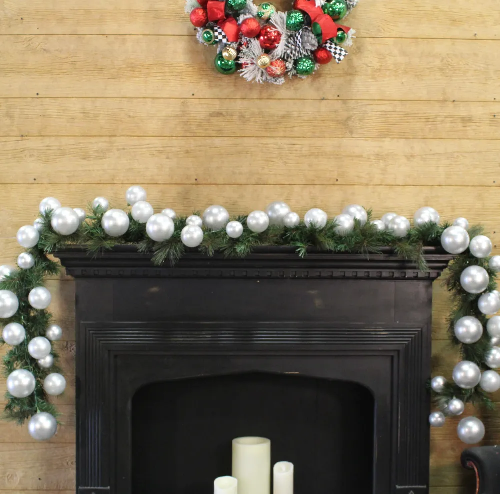 Farrisilk Silver Ball Garland, 10'