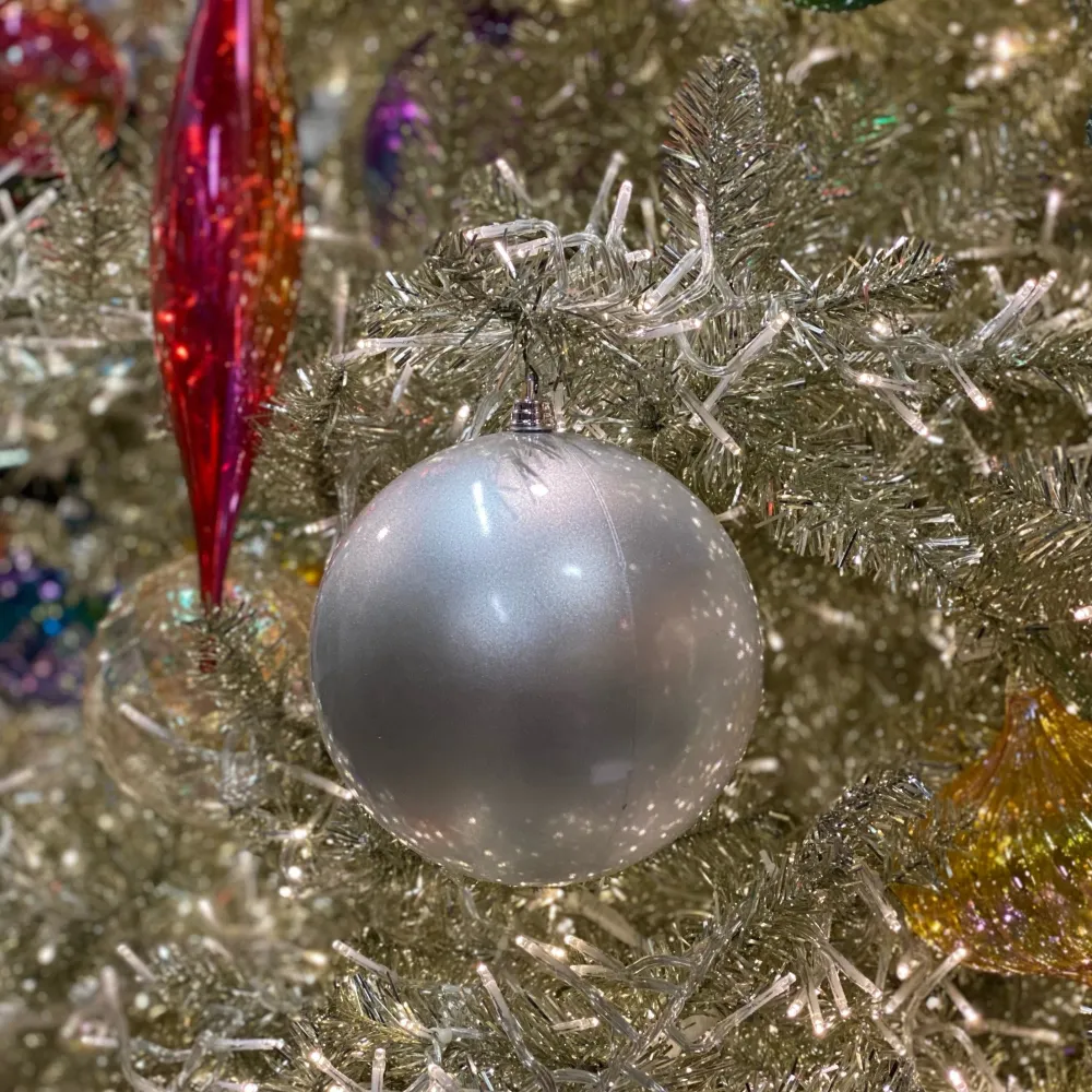 Farrisilk Silver Candy Apple Ball Ornament, 8"