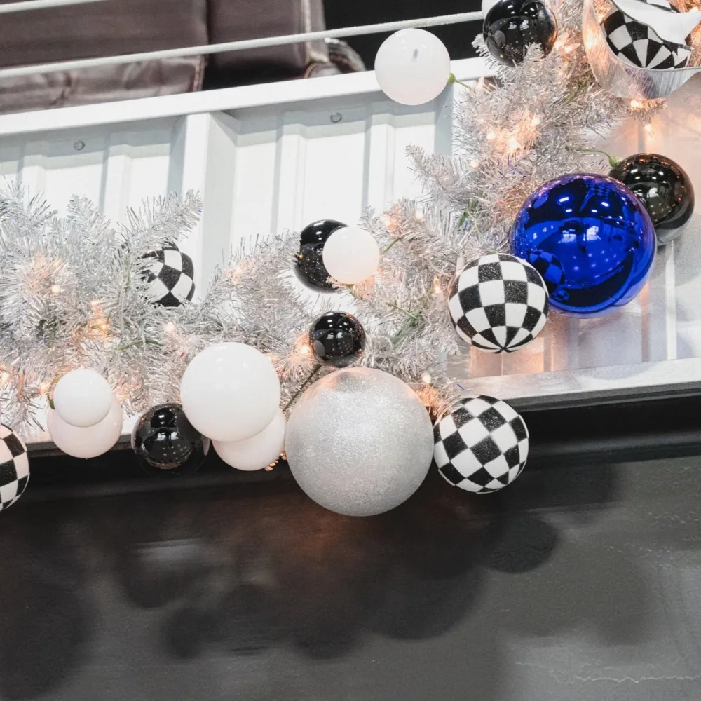 Farrisilk Silver Glitter Ball Ornament, 8"