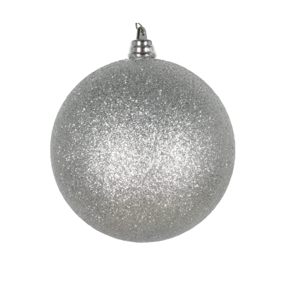 Farrisilk Silver Glitter Ball Ornament, 6"
