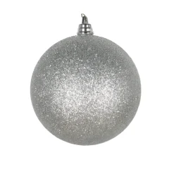 Farrisilk Silver Glitter Ball Ornament, 4"