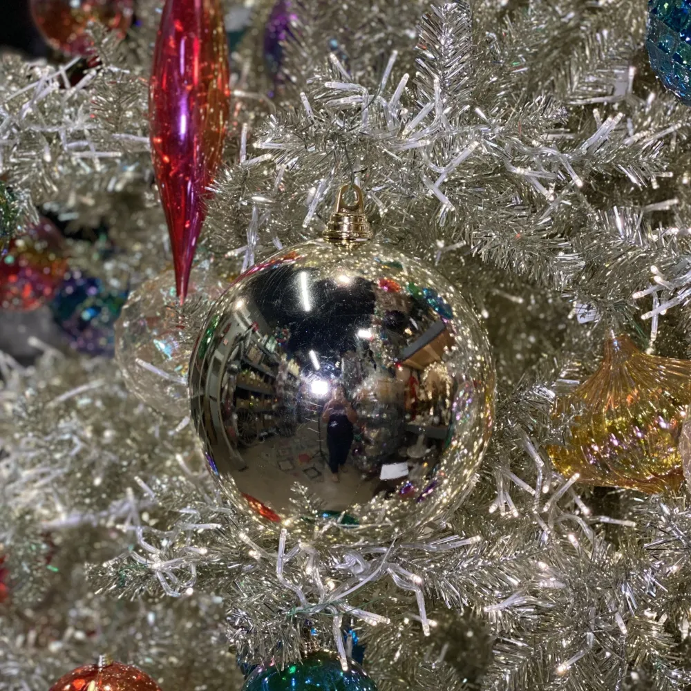Farrisilk Silver Shiny Ball Ornament, 4"